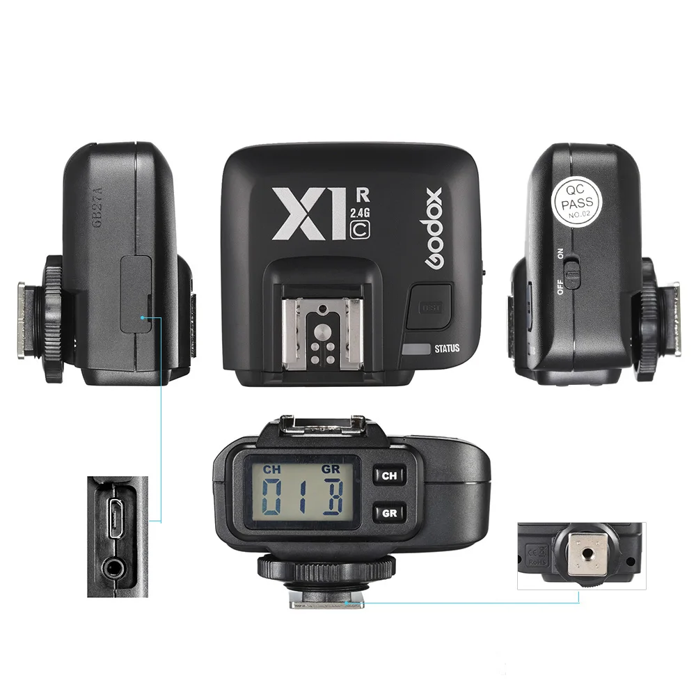 Set di forniture per Studio fotografico Godox X1R-C TTL 1/8000s rilascio dell'otturatore del ricevitore Flash remoto Wireless per fotocamere Canon EOS
