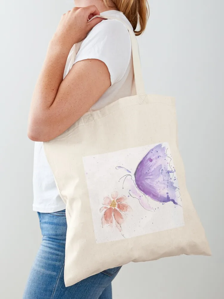 

splattered butterfly with a pretty flower Tote Bag Women's tote bag shopping bag Fabric custom fabric