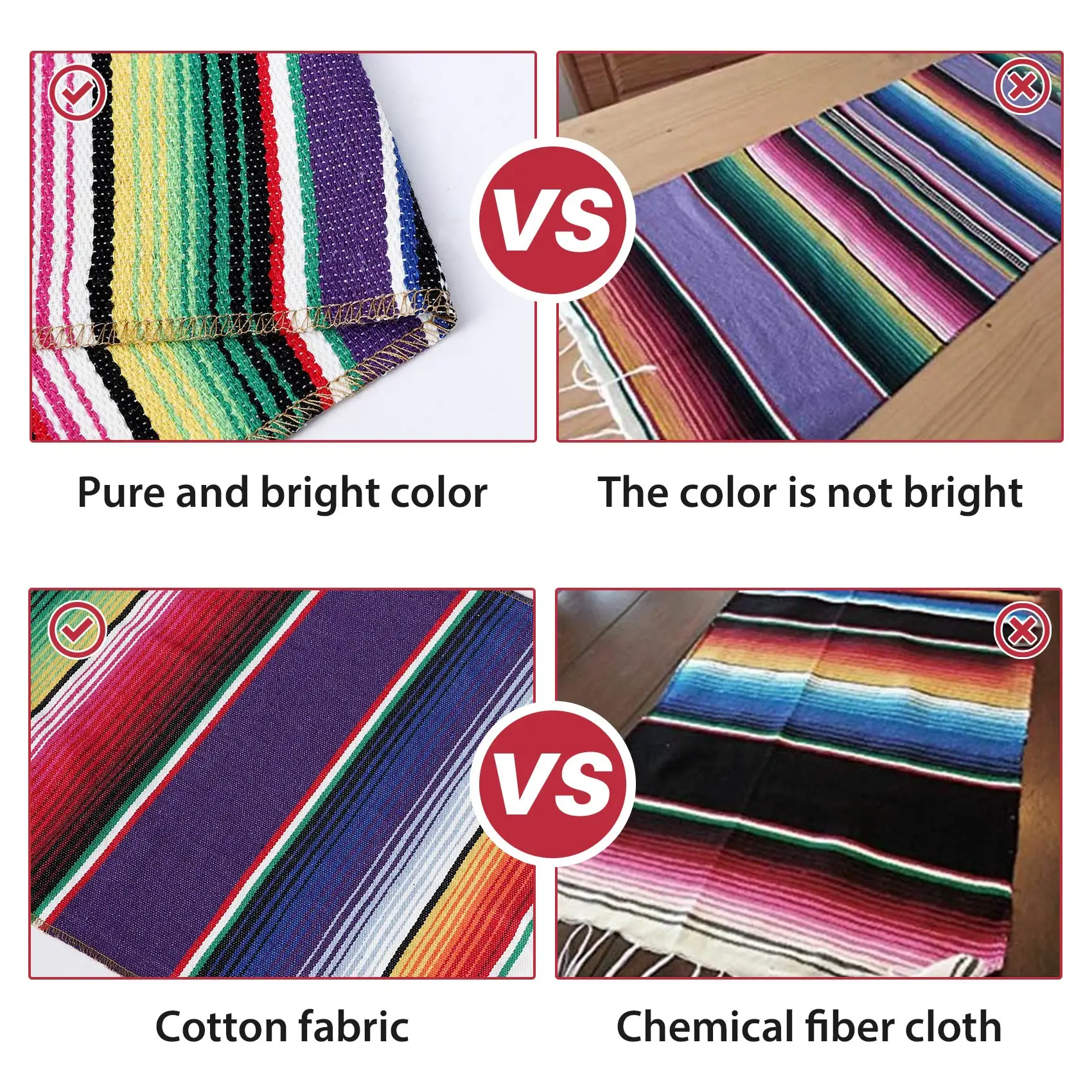 

J1UL1N Мексиканская дорожка для стола с ковриками для столовых приборов, ассорти Мексиканские коврики для столовых приборов, мексиканские вечерние свадебные украшения, одеяло с бахромой