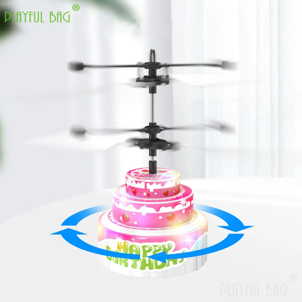 Electric Flying Luminous Toy Cake Model Drone Gesture Sensing Suspended Induction Aircraft Boys Girls Birthday Gift VG126