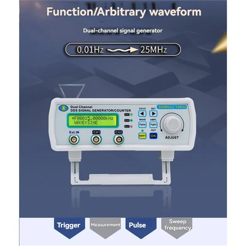 LXYB18B MHS5200A Digital DDS Function Signal Generator Dual-Channel Frequency Counter Arbitrary Waveform Pulse EU PLUG