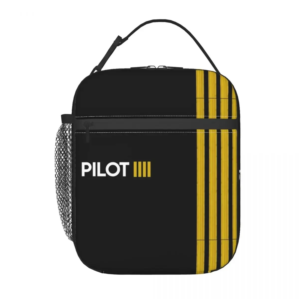 Pilot Captain Stripes Insulated Lunch Bags for Women Aviation Airplane Aviator Portable Thermal Cooler Food Lunch Box School