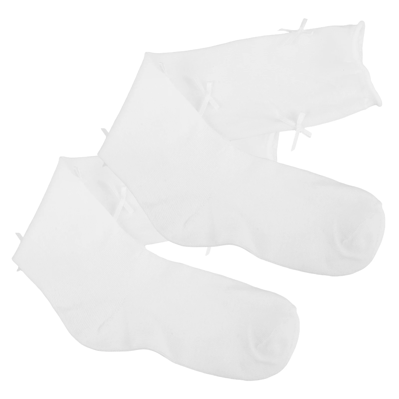 

Bow Women White Summer Over Knee Length Long Socks Cute Bow Design Antislip Edge Breathable Fabric Versatile Use Skirts Shorts
