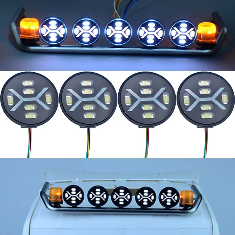 1:14th Scale RC Truck Simulation Two-color Spotlight car Roof Spotlights for Tamiya for SCANIA 770S R620 for VOLVO Arocs MAN TGX