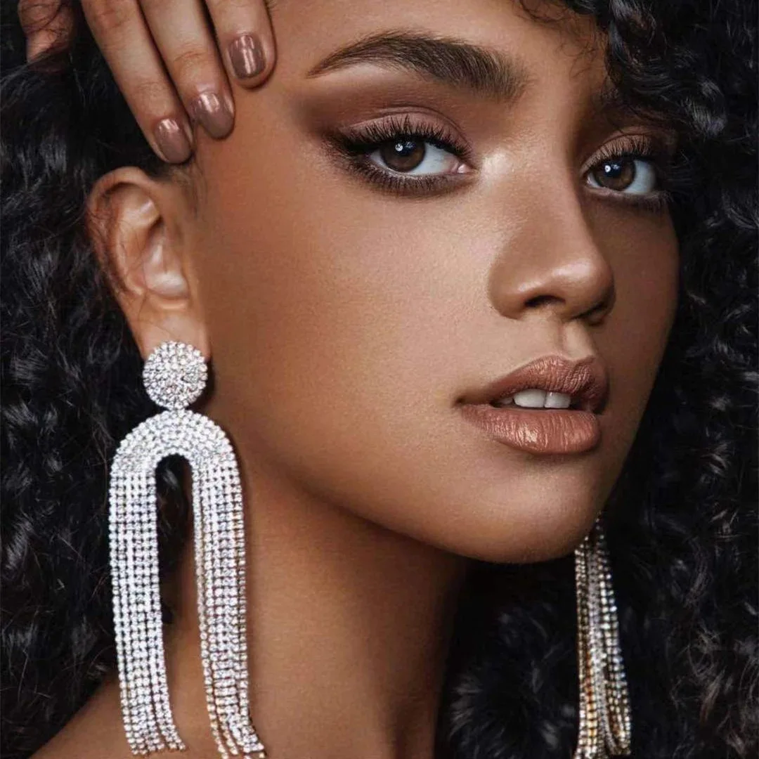 Europe and the United States foreign trade explosion fashion long fringed earrings exaggerated creative rhinestone earrings earr