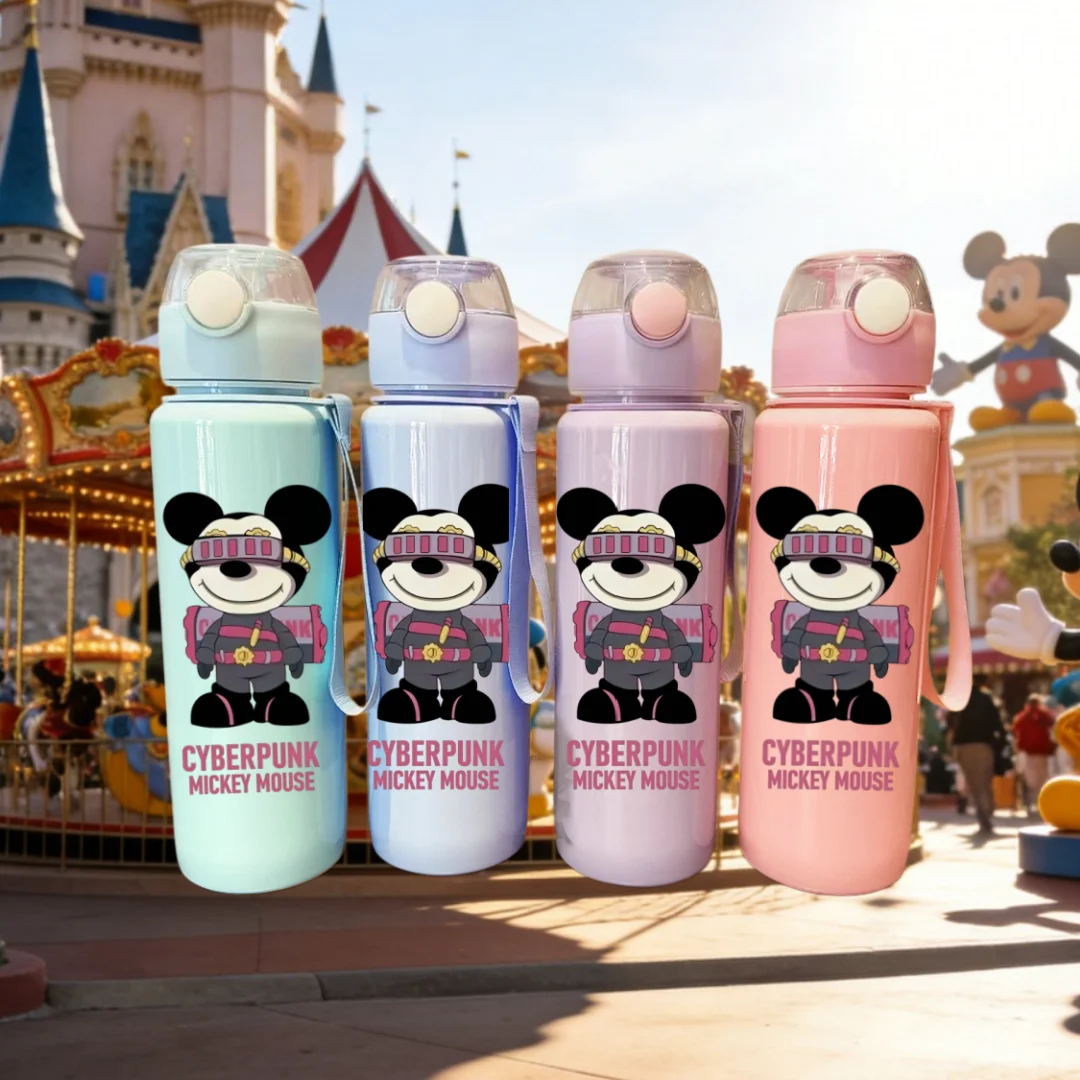 

Бутылка для воды с 3D-принтом в мультяшном стиле, новая крышка с кнопкой, милый дизайн, устойчивая к выцветанию, многоразовая, легкая, прочная.