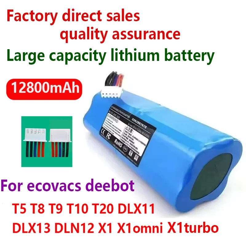 NEW 14.8V 12800mAh battery For ecovacs deebot T5 T8 T9 T10 T20 DLX11 DLX13 DLN12 X1 X1omni X1turbo Sweeping Robot Battery 14.4V