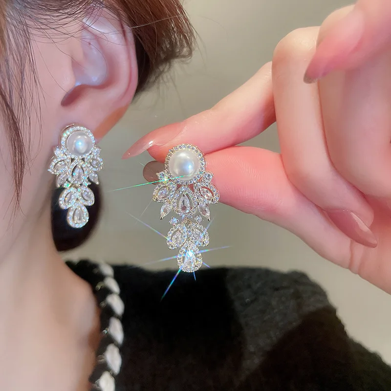Fashion Austrian CZ Zirconia Crystal  Earrings For Women  Luxury Bridal Wedding Party Jewelry Gift