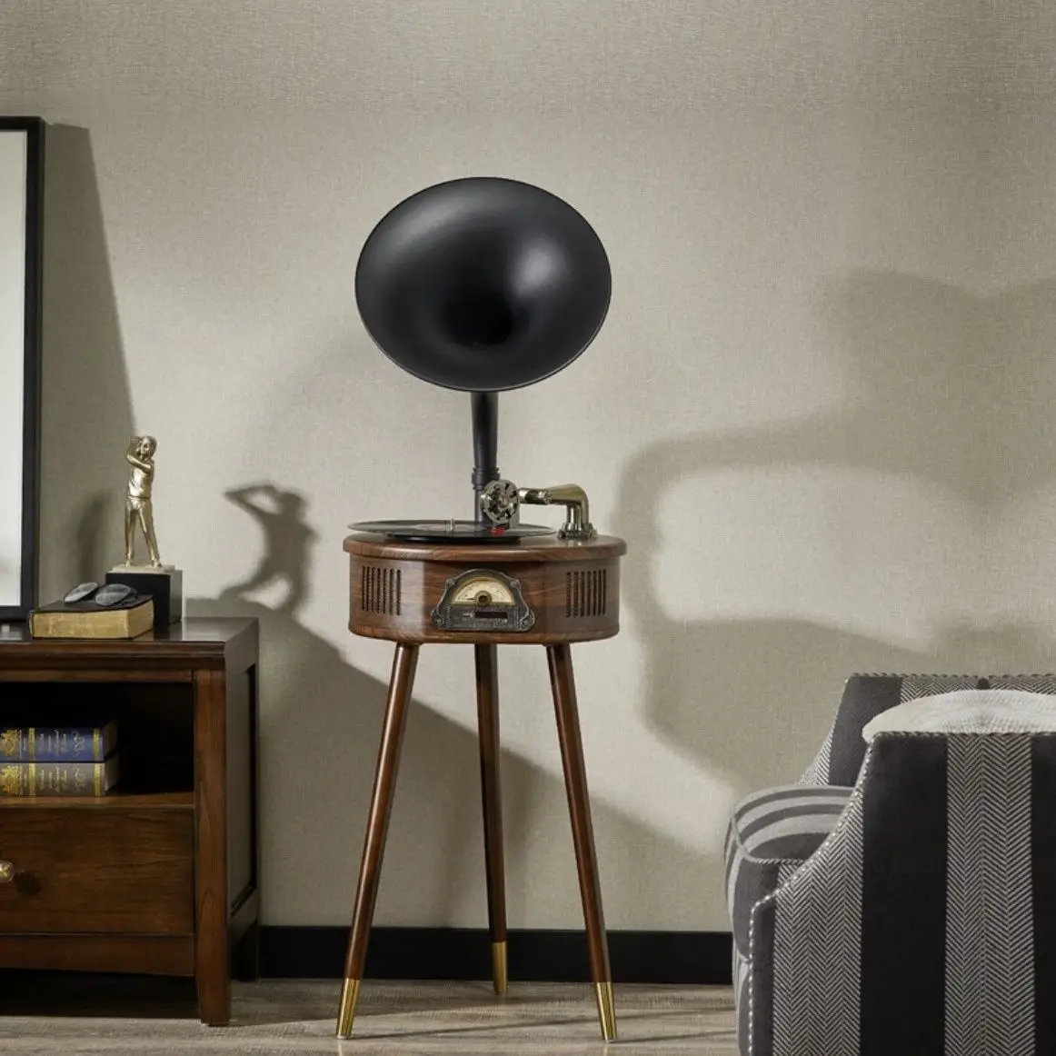 Light luxury simple style wooden phonograph Bluetooth audio U disk home living room ornament