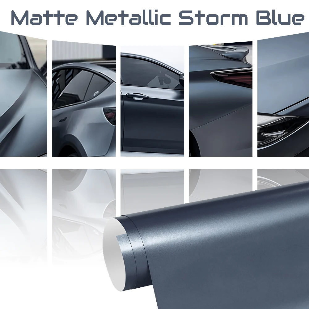 

Premium Matte Metallic Storm Blue Color Change Car Wrap Vinyl Film Durable Vehicle Exterior Interior Tuning Para Accessories