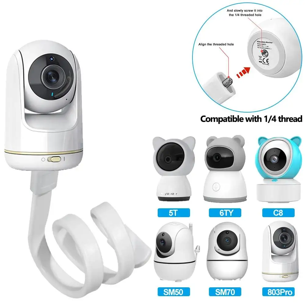 

Baby Monitor Holder Flexible Baby Cam Bracket No Drilling Crib Cradle Rod Hose Holder Suitable for M6 Thread Cam VB803Pro SM50