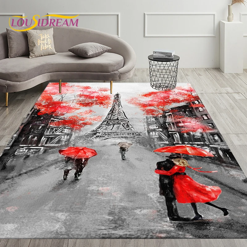 France Paris Eiffel Tower Art Area Rug,Carpet Rug for Living Room Bedroom Decoration,Kids Play Crawling Soft Non-slip Floor Mats