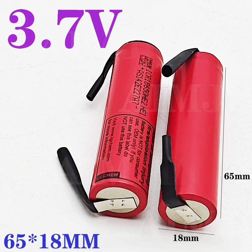 

100% Original INR 18650 HE2 HE1 discharge 3.7V 2500mAh 18650 rechargeable battery toy flashlight lithium battery + DIY Nicke
