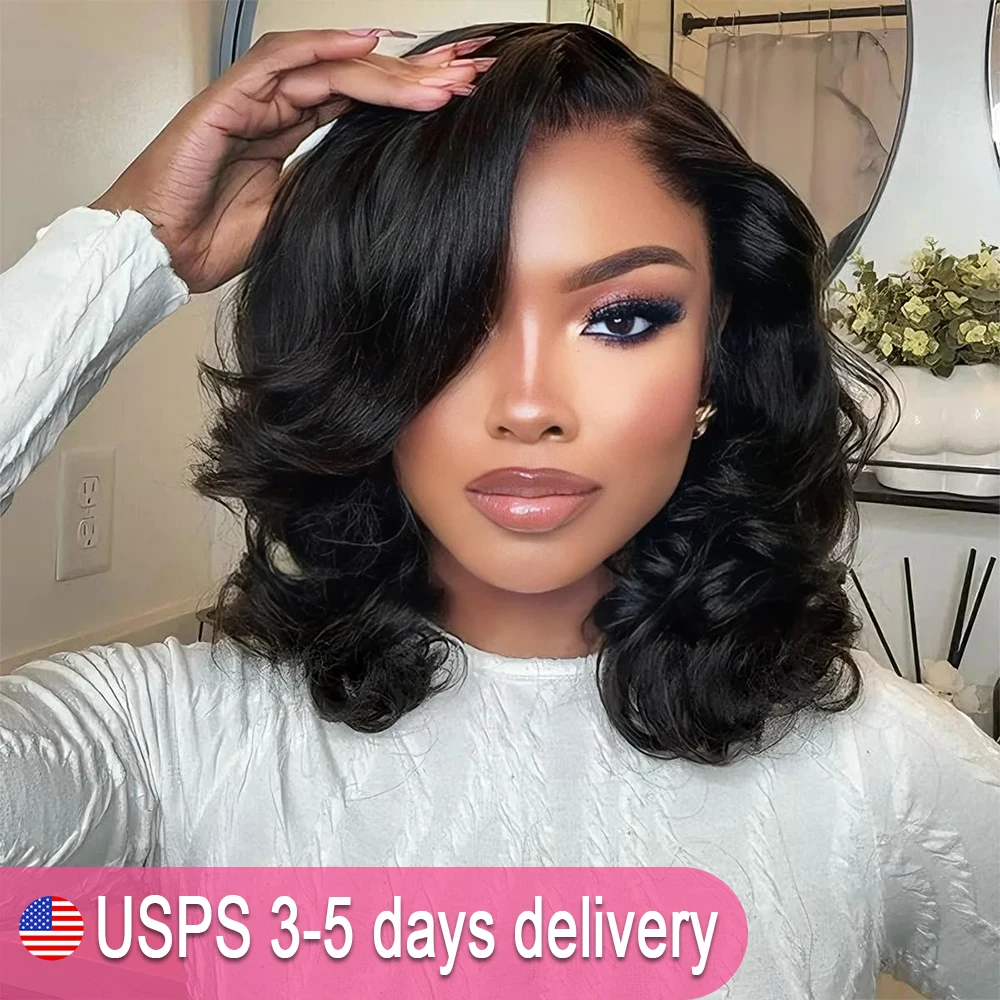 رخيصة بوب شعر مستعار الجسم موجة 200% الكثافة 13x1 الدانتيل الجبهة خصلات الشعر المستعار الإنسان 100% خصلات الشعر المستعار الإنسان قبل قطعها ابيض عقدة بوب شعر مستعار