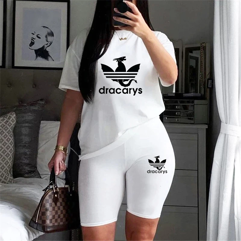 Jogging Short Sets for Women 2 Pieces Sports Outfit Legging 2024 T-Shirts Suit Casual Daily Summer Women\'s Tracksuit Matching