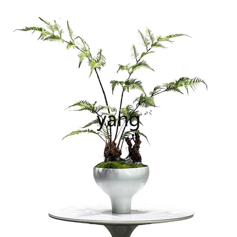 LH New Chinese-style simple artistic conception landscaping simulation green plant Zen tea room tea table model room