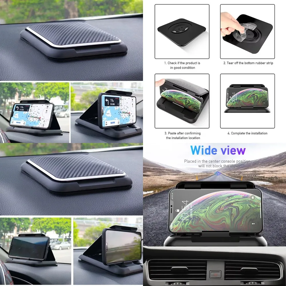 

rgnae Car Phone Holder Mount Universal Dashboard Phone Holder for Car Anti-Slip Silicone Suction Pad Adjustable Smartphone Suppo