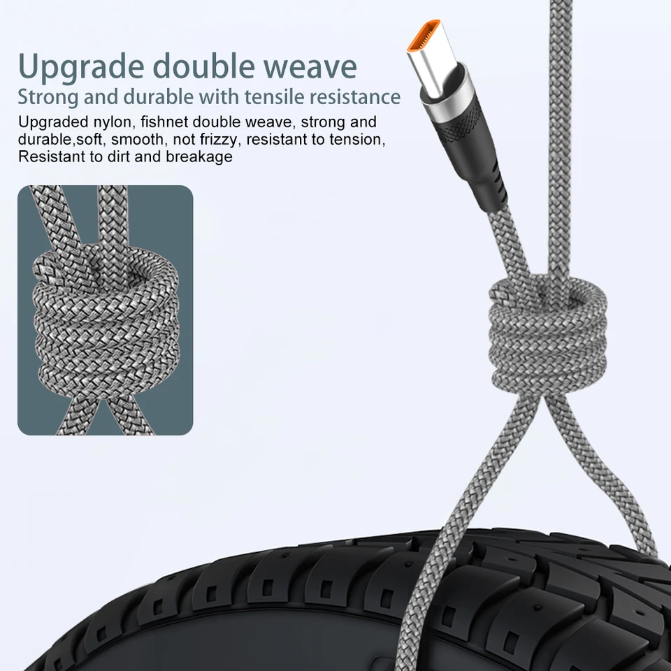 Cable USB Type C 6A de carga súper rápida para Huawei, cable USB C extendido 1m 2m 3m 5m 8 metros para Xiaomi Vivo Leeco OnePlus Oppo 5