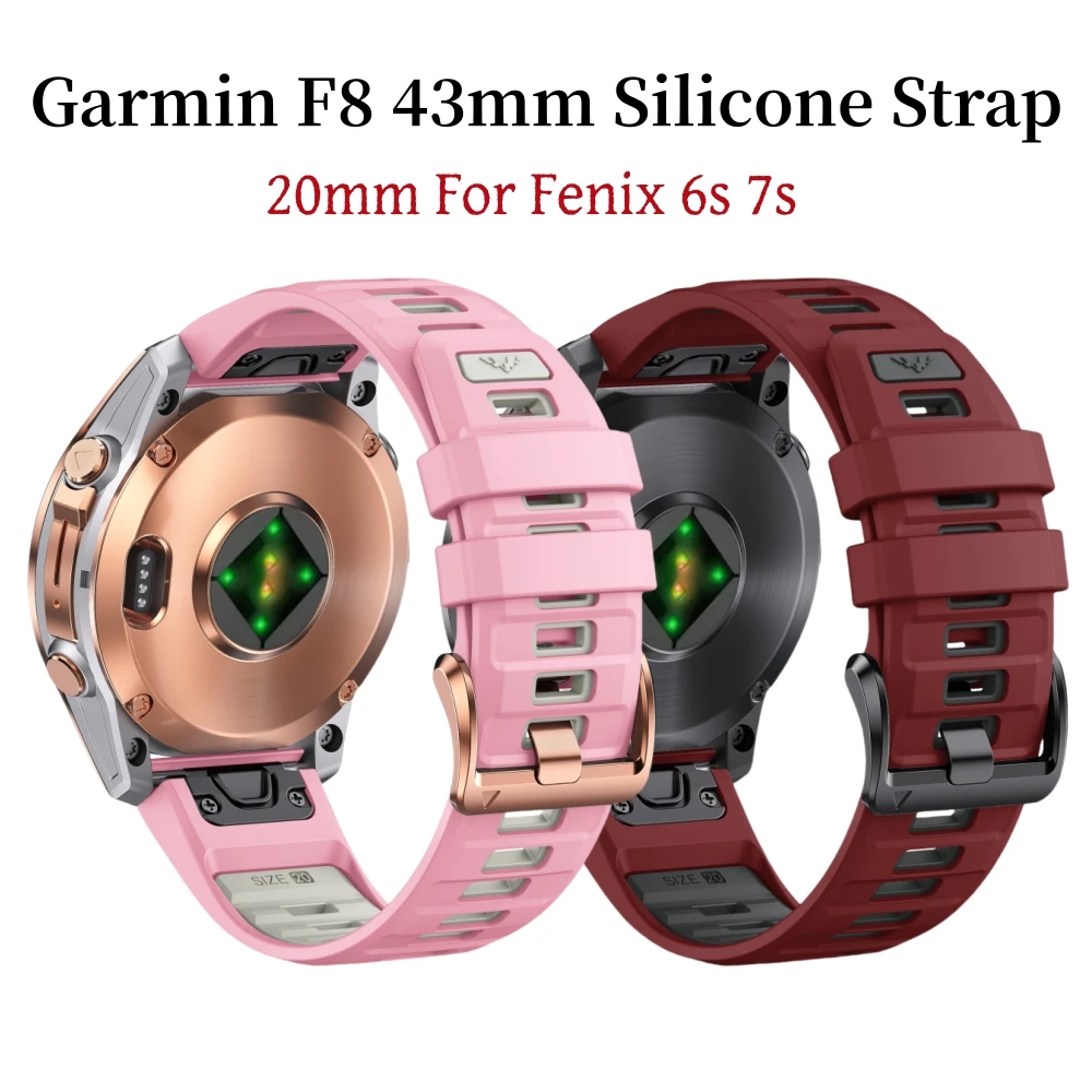 

20mm Silicone Loop Easy Fit Strap Belt For Garmin Fenix5sPlus/6s/6sPro/7s Watch Band Instinct2s Bracelet F8 43mm Wristband