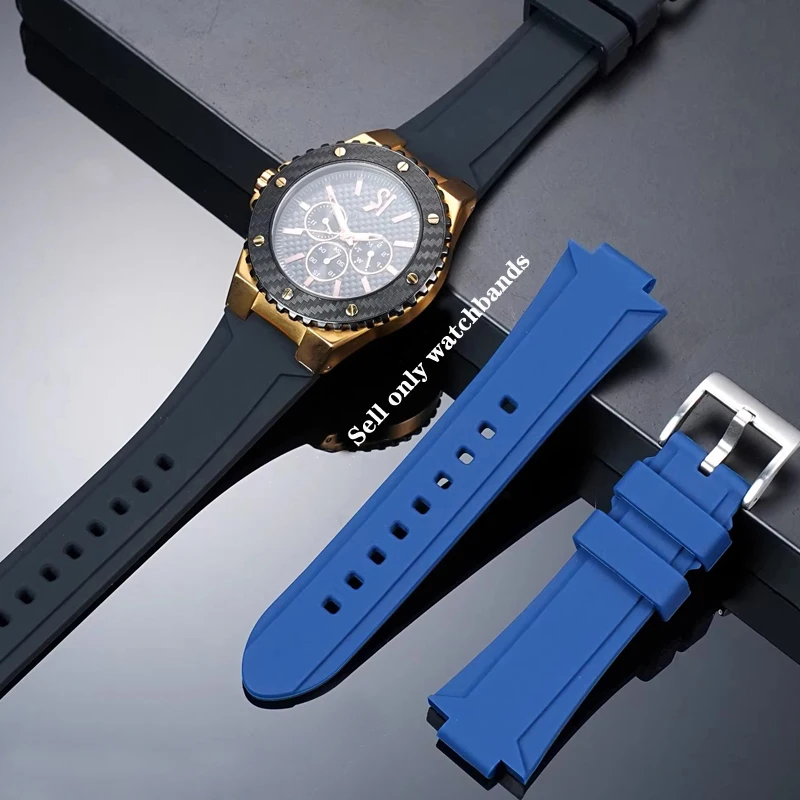 Rubber Watch Strap for GUESS Watch Strap W0149L5 Series Blue Soft Waterproof Sports Silicone Convex Strap Man Watchband 26x14mm