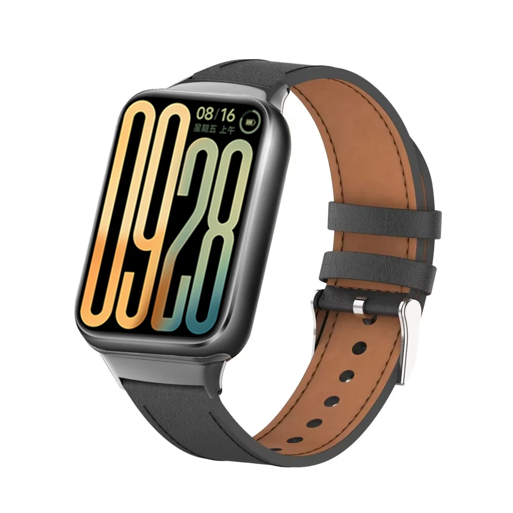 Leather strap with metal frame integrated strap For Xiaomi Mi band 8 9 pro High-quality bracelet watchband for Redmi Watch 5 4