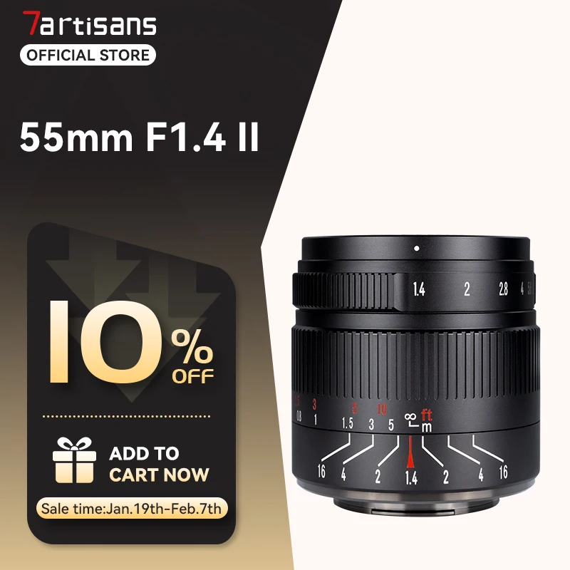 7artisans 55mm F1.4 II APS-C Manual Large Aperture Prime Lens For Sony E A6600 Canon RF R6 Fuji XF Micro 4/3 E-M10 Nikon Z Z50