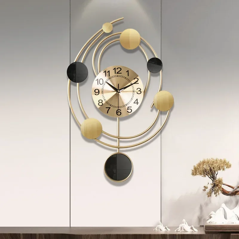 Modern Light Luxury  Iron Wall Clock Home Living RoomNordic Style Restaurant Decorative Wall Clock Simple Silent Gold Wall Clock