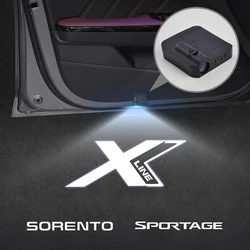 Luz de puerta de coche para X Line Sorento Sportage Emblem Ceed Cerato RIO, lámpara de bienvenida, proyector láser inalámbrico, decoración automática, HD LED