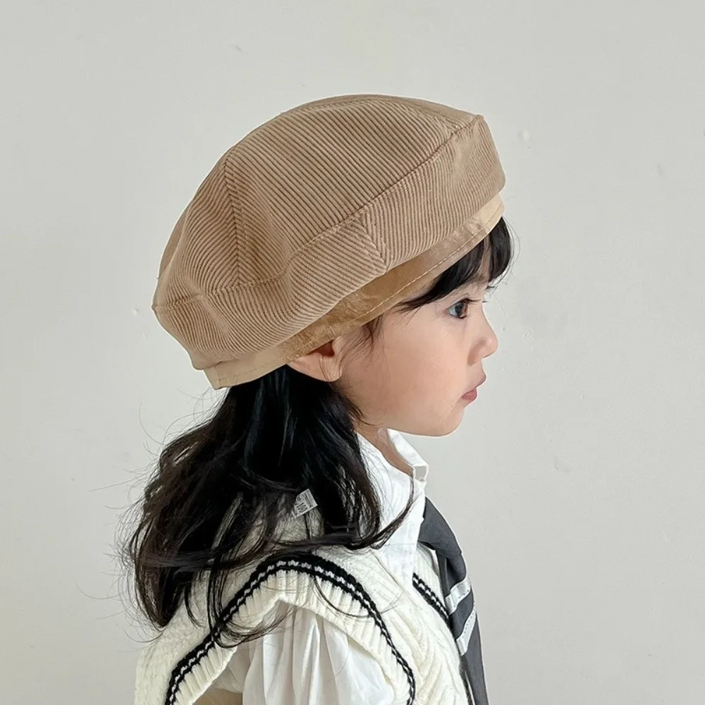 

Fashion Korean Baby Beret Corduroy Sweet Beanies Cap Spring Autumn Casual Painter Hats 2-6year