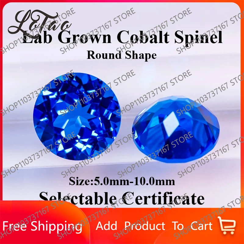 

High Quality Lab Grown Cobalt Spinel Blue Color Round Shape Gemstone for Charms Jewelry Making Materials Selectable Certificate