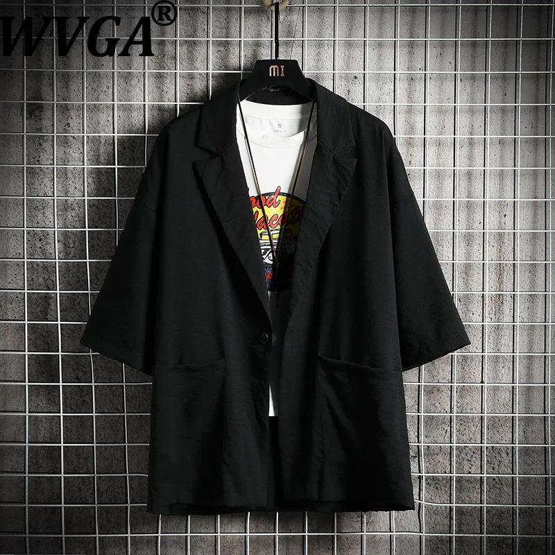 

Новая мужская модная тонкая куртка-блейзер WVGA для весны и лета, повседневная, оверсайз, с отложным воротником, в стиле Ins W22344