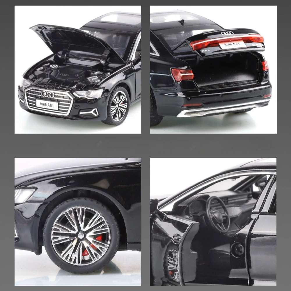 1:32 audi a6l carro de luxo alta simulação liga modelo carro diecast metal som luz puxar para trás coleção crianças brinquedos presentes