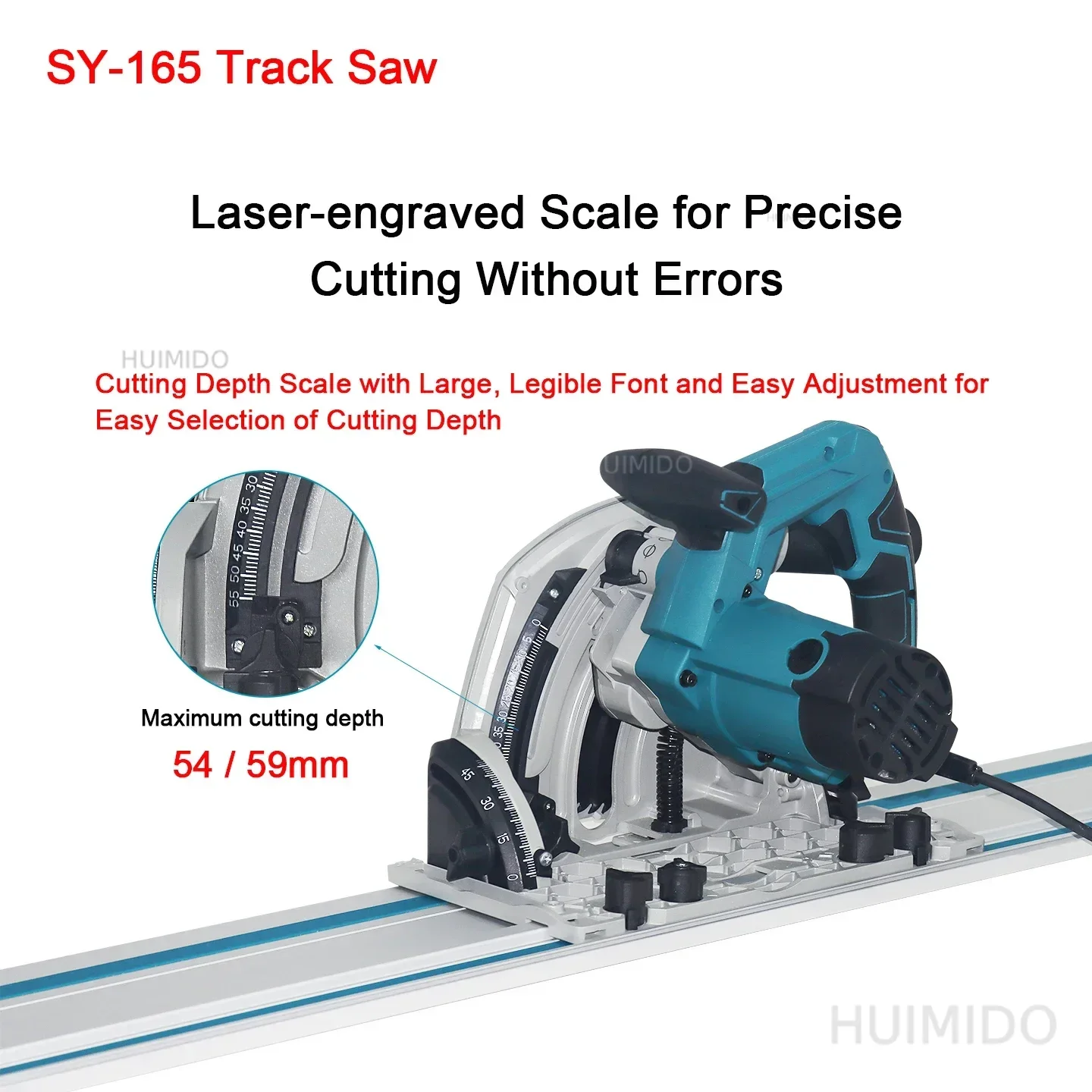 Shouyiyoupin 1400W High-Power Track Saw Plunge-Through Universal Electric Circular Saw Woodworking Track Cutting Machine