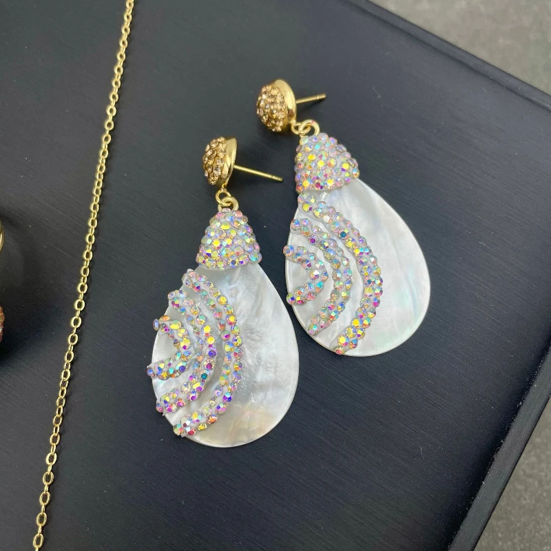 

Oceanic Shell Zirconia Spiritual Set - Throat Chakra Opener for Authentic Expression and Truth Speaking