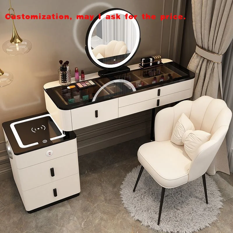 

custom.Light Luxury Dressing Table Wireless Charging Nordic Modern Multi Functional Princess Makeup Desk Bedroom Use