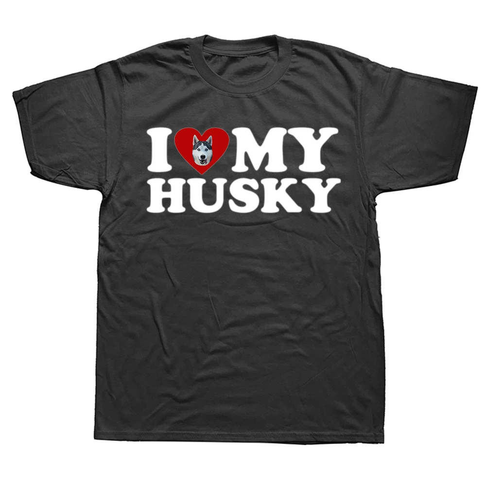 Lustige „I Love My Husky“-T-Shirts im Sommerstil, grafische Baumwolle, Streetwear, kurzärmelig, Sibirischer Husky-Hund, Geschenke, T-Shirt für Herren – Detail 3