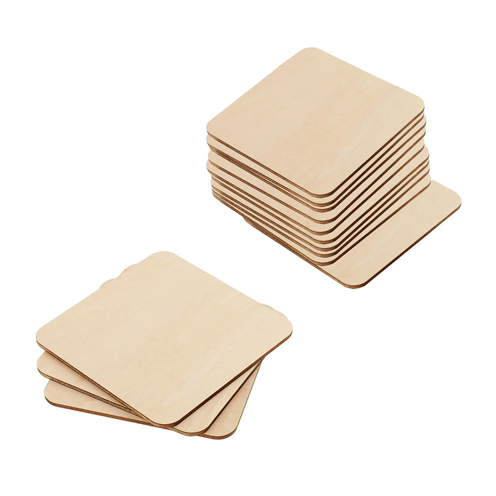 

20Pcs Wooden DIY Craft Slices Square Painting Chips Home Decorations Lightweight Wood Accessories for Wall Table