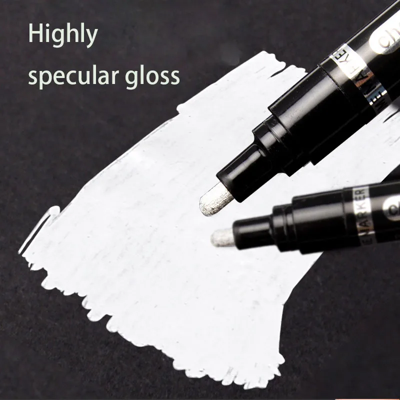 3mm/1mm/0.7mm Mirror Pen Plated Markers Electroplating Silver Plated Reflective Highlighter Pen Gundam Model DIY Glass Metal Pen