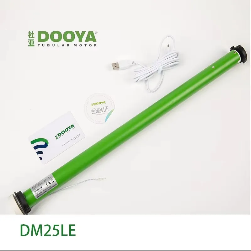 DOOYA DM25LEU Rohrmotor, eingebauter Li-Akku, Motor für Rollos, RF433-Emittersteuerung für 38-mm-Rohrhalterungen + Endstopfen