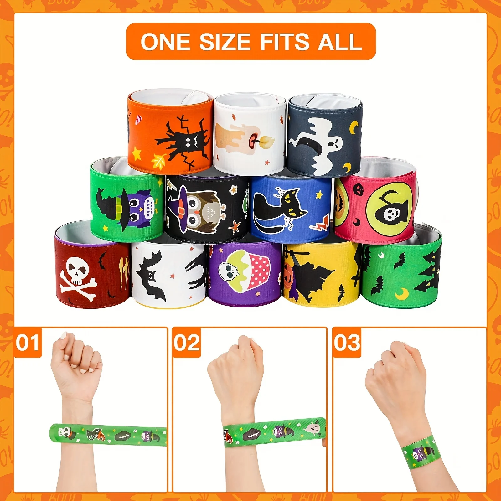 

24PCS Halloween Decoration New Halloween Themed Party PVC Patting Ring Children'S Toy Decoration Wristband Patting Ring