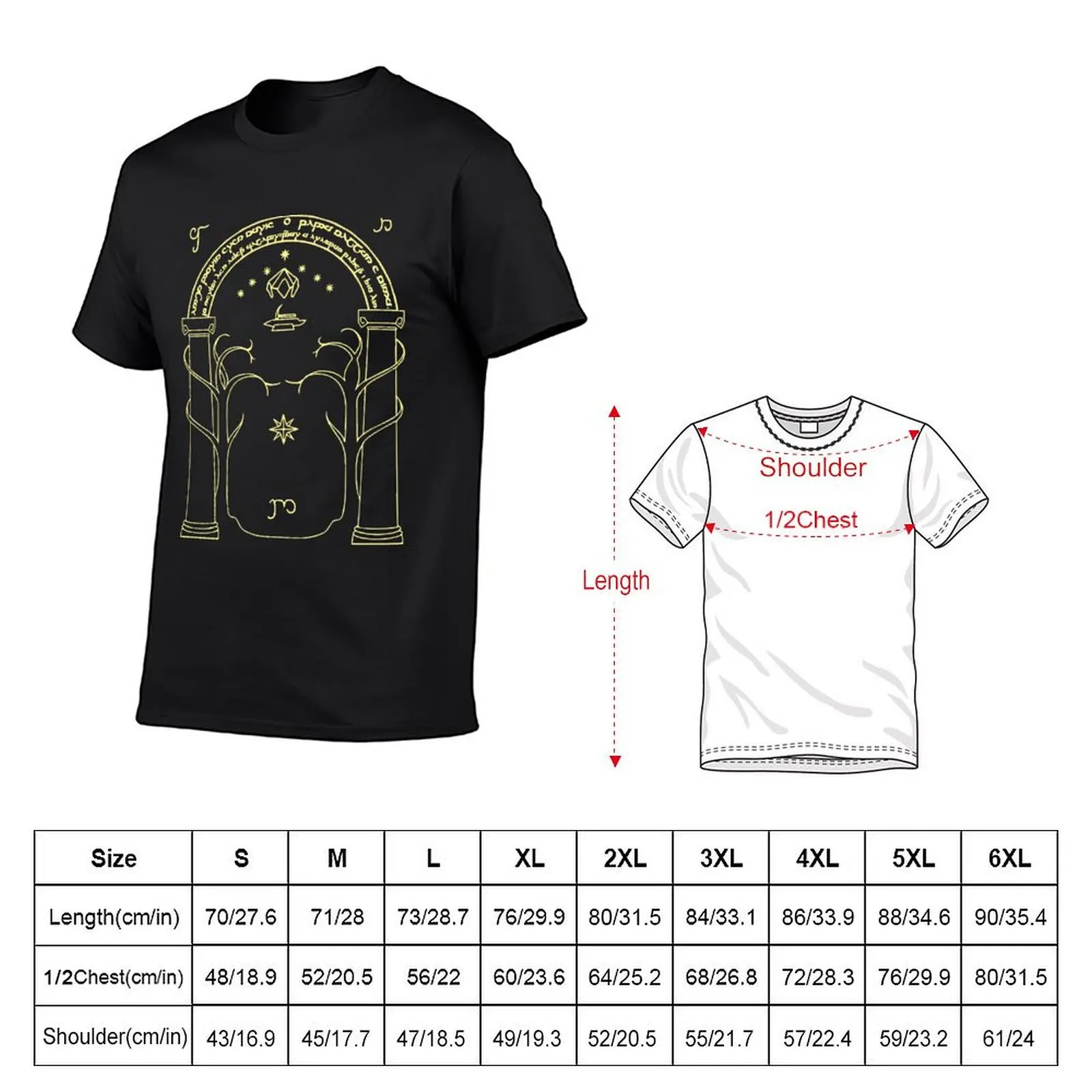 Doors of Durin (Gates to Moria) T-Shirt plain quick drying graphic shirts vintage heavyweight t shirts for men