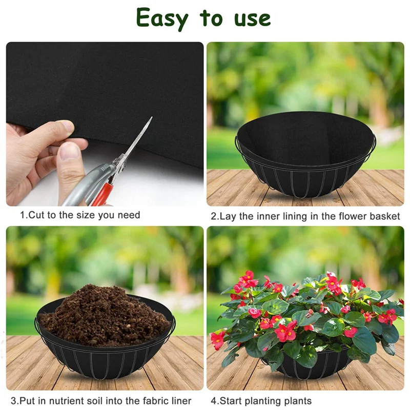 PORK-2Pcs 12X80 дюймов Тканевый вкладыш для цветов в рулоне Нетканый вкладыш из растительного фетра Рулон черных вкладышей Альтернативный вкладыш для кокоса