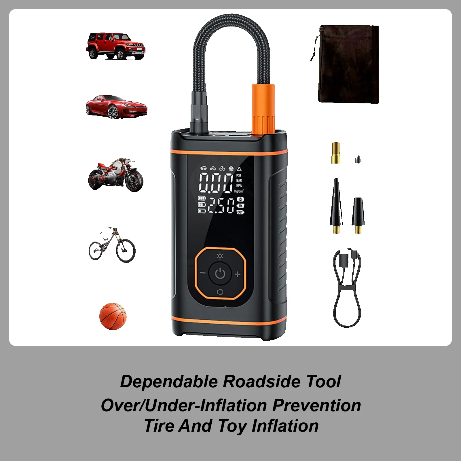 Tire Inflator USB Rechargeable Inflation Automotive Tools Car Tire Air Pump Portable For Auto Vehicle Motorcycle Bicycle Ball