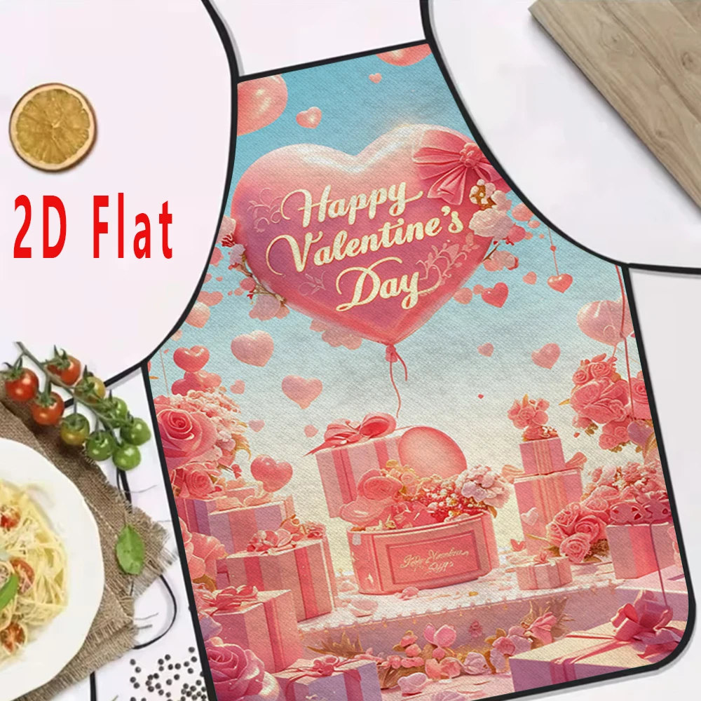 

Фартук с 2D-принтом в виде сердца ко Дню святого Валентина, 60x80 см, для кухни и ресторана, для барбекю, прочный и легко моется, 1 шт.