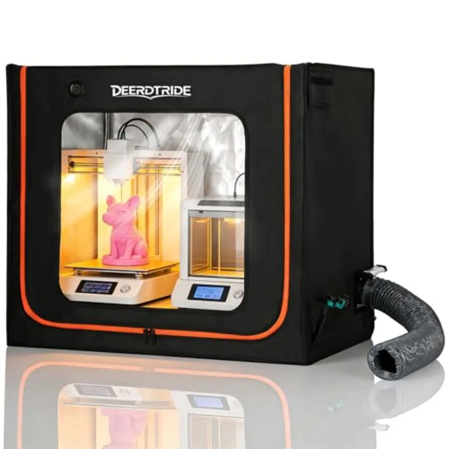 

Large resin 3D printer enclosure for LCD UV printers: white resin construction ventilation system with carbon filter odor contr