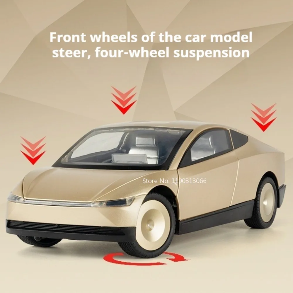 Robotaxi-Modell Y-Autos im Maßstab 1:24, Legierungsmodelle, Spielzeug, Rad, Miniaturfahrzeuge mit leichter Musik, Auto, Büro, Tischdekoration