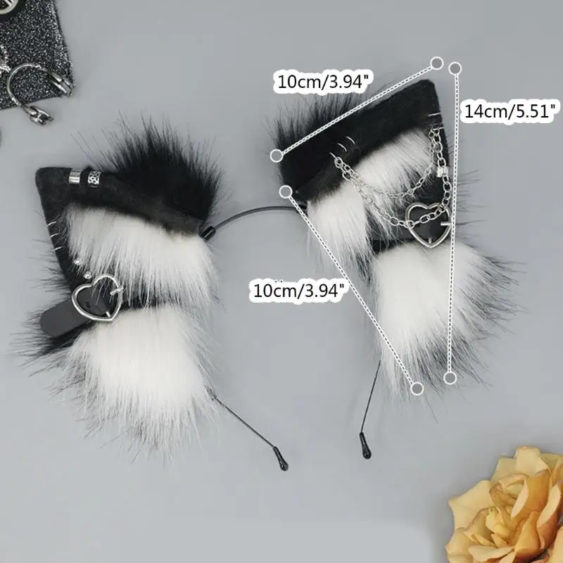 Cute Cat Ears Cosplay Hair Hoop with Dangle Jewelry Woman Teens Headband for Live Broadcast Carnivals Hairband