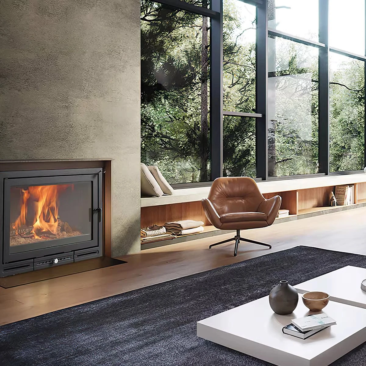 imported HGB European style embedded fireplace decoration living room flame heating cost-effective villa