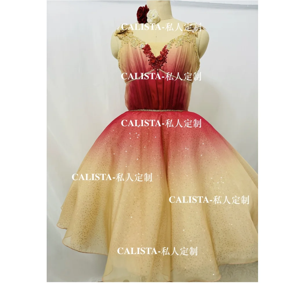 Robber's Daughter Variations Tutu Private custom red gradient Champagne Sparkly diamond tutu