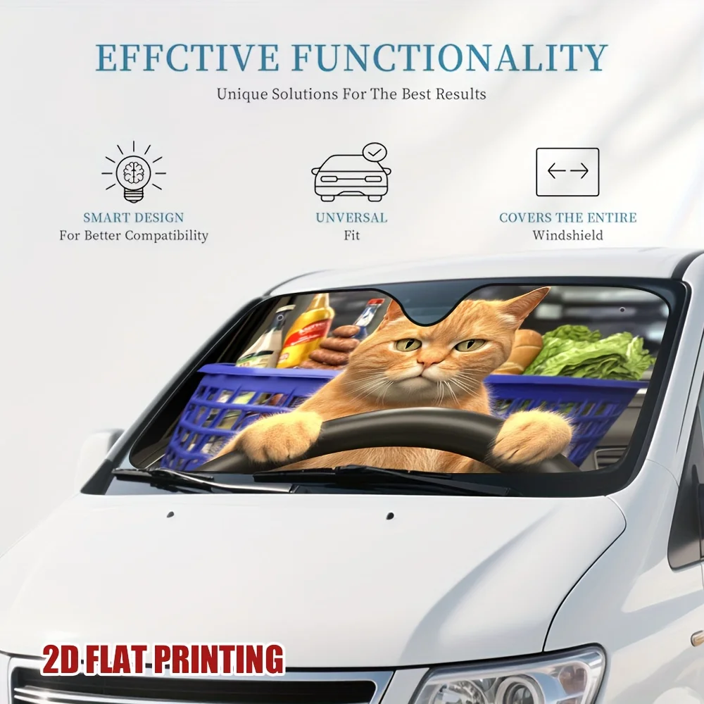 1pc Cat on a Grocery Run Car Sun Visor Suitable for All Vehicle Types Maintains a Comfortable Interior Temperature